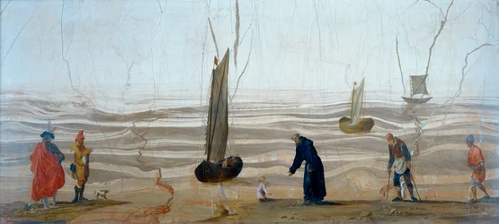 Steinmalerei, die die Vision des Heiligen Augustinus darstellt